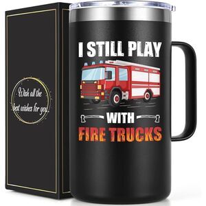 Lifecapido Firefighter Coffee Mug 20oz Insulated Play With Fire Truck Gift